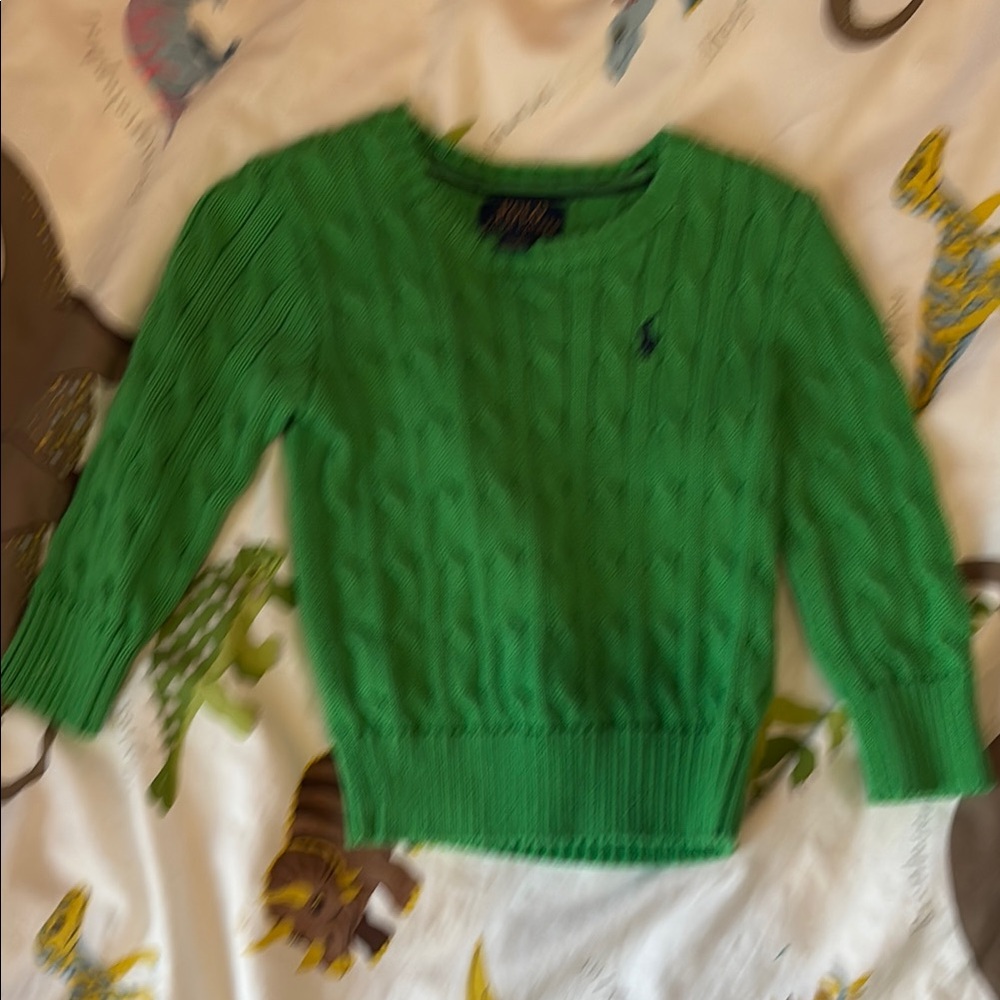 Ralph Lauren Bright Green Cable Knit Sweater Top